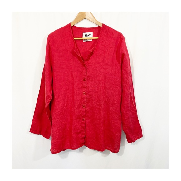 Flax Tops - 5/$25 Flax 100% Linen Button Down Lagenlook Top